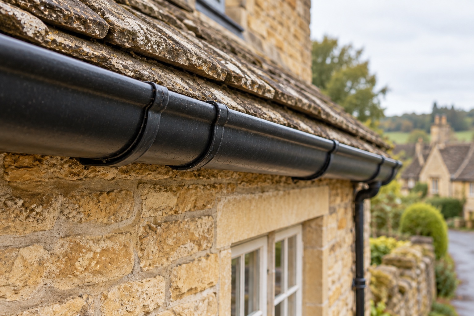 Illustration of clean, aligned guttering after repair